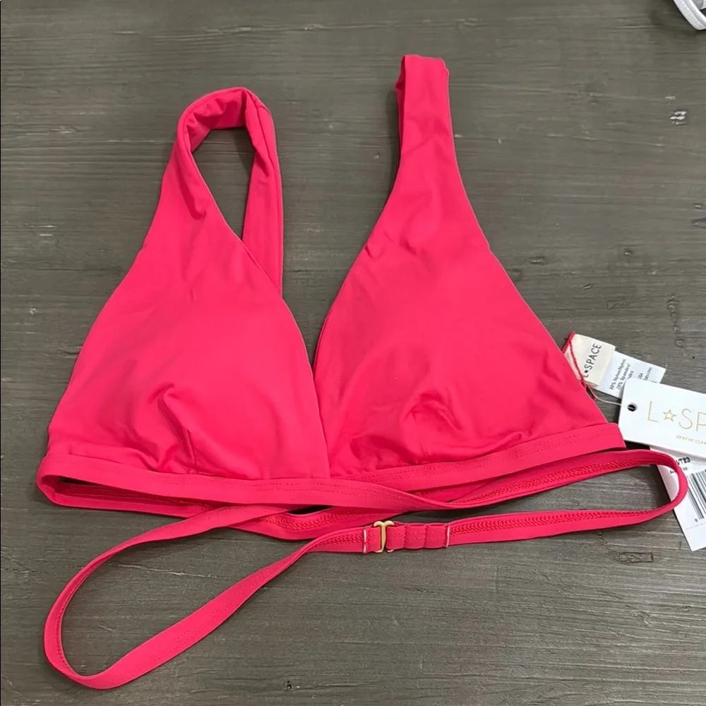 L*Space Pink Triangle Bikini Top